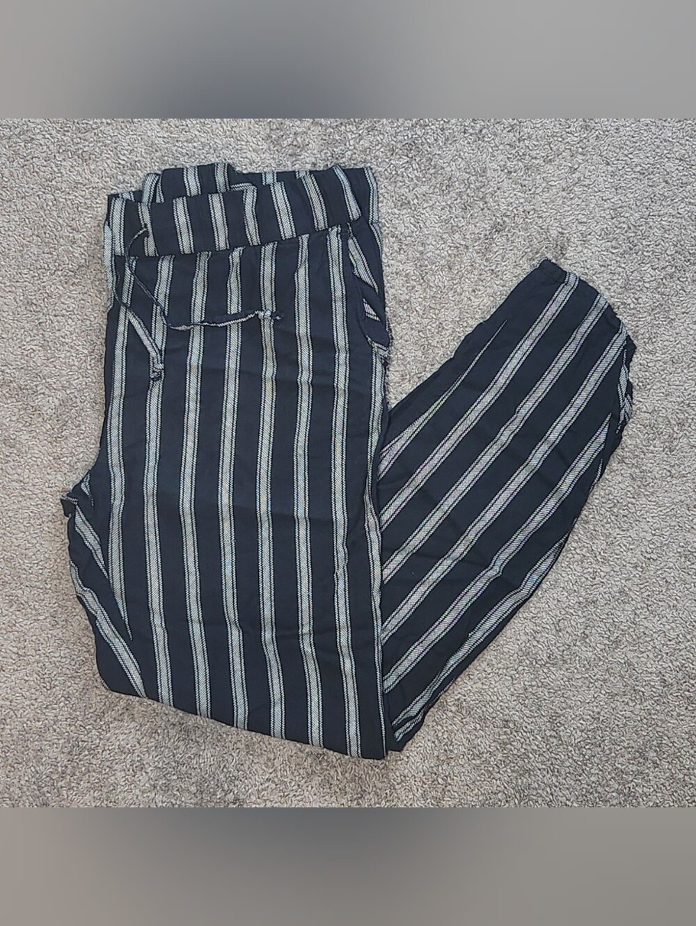 Black & White Stripe American Eagle Outfitters Drawstring Pants
